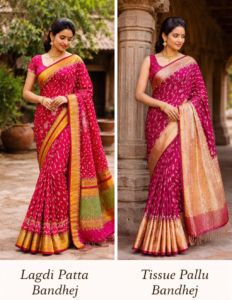 Difference Between Lagdi pallu and Tissue pallu